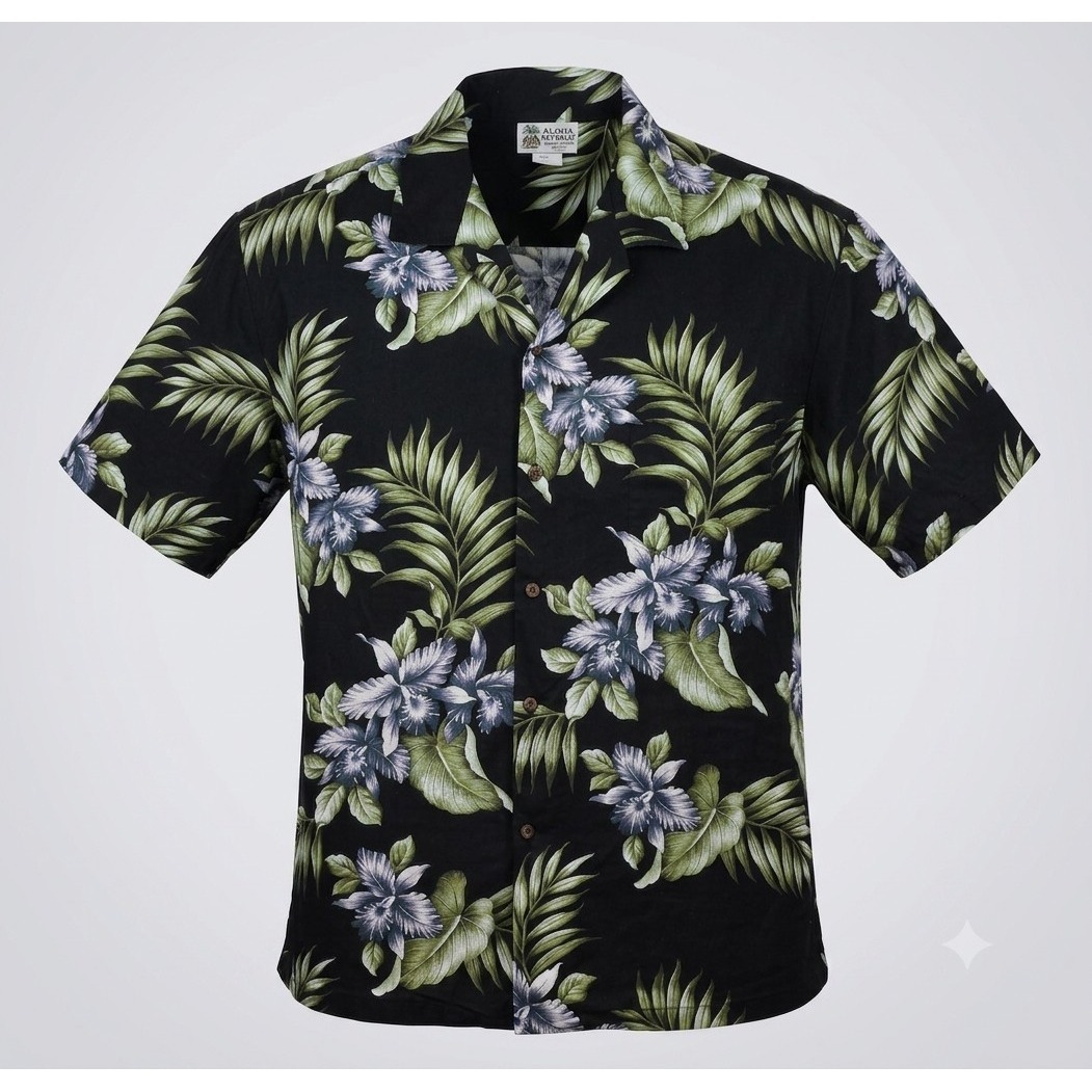 Aloha Republic Vintage Men's Black Floral Print Hawaiian Casual Shirt. Size Xl